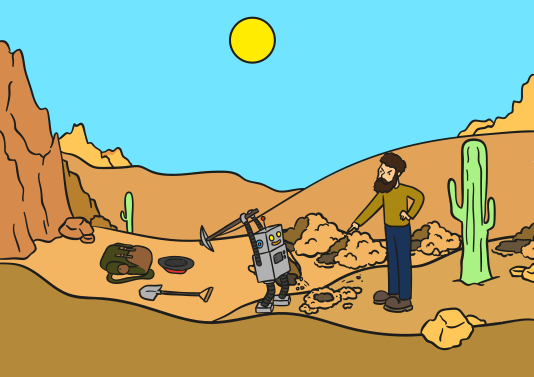 automated gold mining, noon