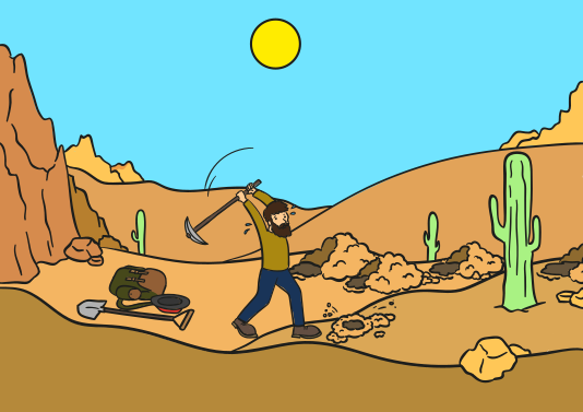 traditional gold mining, noon